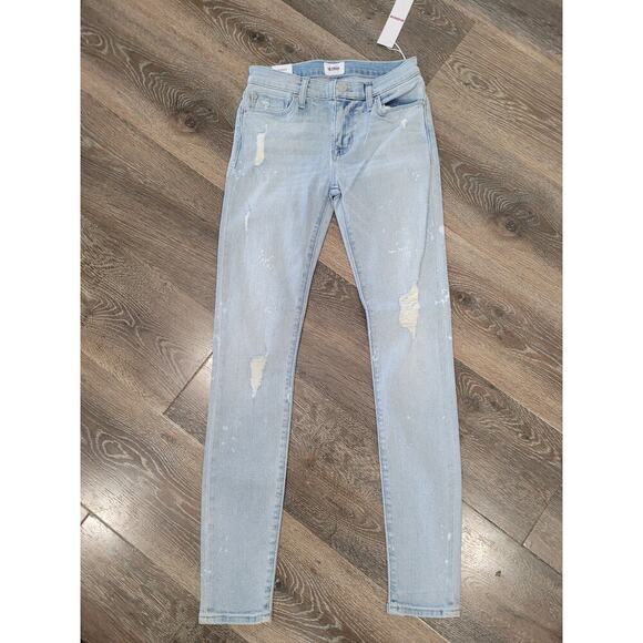 Hudson Midrise Nico Super Skinny‎ Blue Denim Jeans size 25 Distressed #P2